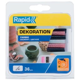 Rapid 5001423, set 36 de rezerve de lipici, colorate, cu sclipici, Ø7 x 90 mm