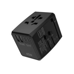 Incarcator de retea Adaptor pentru Priza Universal, PD45W, 2 x USB, 3 x Type-C, EU, UK, AUS, US - Techsuit (HHT905) - Black