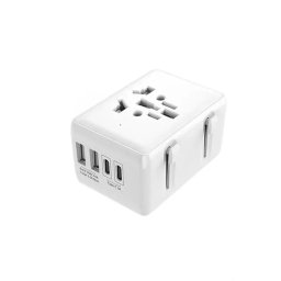 Incarcator de retea HHT203A Travel, 20W, 3A, 2 x USB-A - 2 x USB-C, Alb