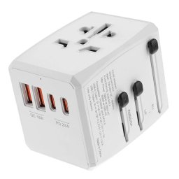 Încărcător Rețea PD20W, 2 x USB, 2 x Type-C, EU, UK, AUS, US - (HHT904) - White
