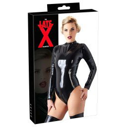 LATEX - body negru cu mâneci lungi pentru femei