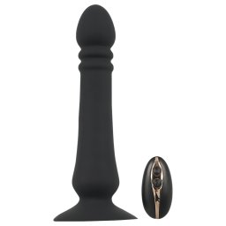 Black Velvets - vibrator anal cu acumulator, cu funcție de împingere (negru)
