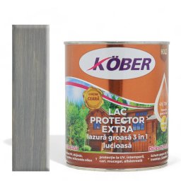 Lac colorat lemn, Kober Extra 3 in 1 , Gri Canadian, 10 l, lazura groasa,