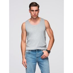 Ombre Men's BASIC cotton tank top - grey melange