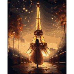 Set pictura pe numere, cu sasiu, Paris de vis, 40x50 cm