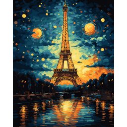 Set pictura pe numere, cu sasiu, Turnul Eiffel, 40x50 cm