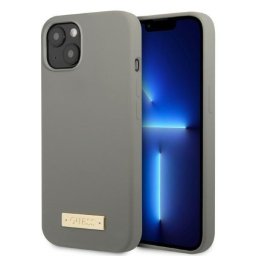 Husa Guess GUHMP13MSPLG iPhone 13 6.1" grey/grey hard case Silicone Logo Plate MagSafe