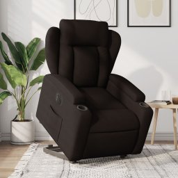 Fotoliu electric rabatabil cu ridicare, maro închis, textil GartenMobel Dekor