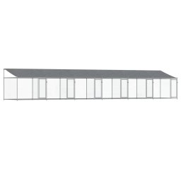 Cusca caini cu acoperis si usi, gri, 12x2x2 m, otel galvanizat GartenMobel Dekor