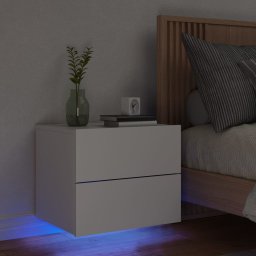 Noptiera montata pe perete cu lumini LED, alb GartenMobel Dekor