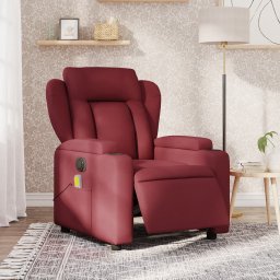 Fotoliu electric de masaj rabatabil, rosu vin, textil GartenMobel Dekor