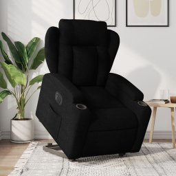 Fotoliu electric rabatabil cu ridicare, negru, textil GartenMobel Dekor