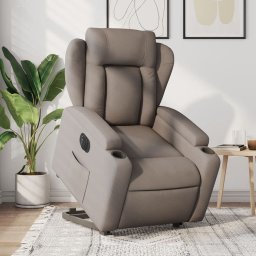 Fotoliu electric rabatabil cu ridicare, gri taupe, textil GartenMobel Dekor