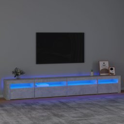 Comoda TV cu lumini LED, gri beton, 270x35x40 cm GartenMobel Dekor