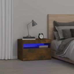 Noptiere cu lumini LED, stejar fumuriu, 60x35x40 cm GartenMobel Dekor