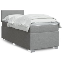 Pat box spring cu saltea, gri deschis, 100x200 cm, textil GartenMobel Dekor
