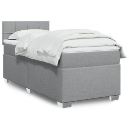 Pat box spring cu saltea, gri deschis, 100x200 cm, textil GartenMobel Dekor