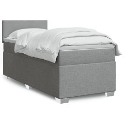 Pat box spring cu saltea, gri deschis, 100x200 cm, textil GartenMobel Dekor