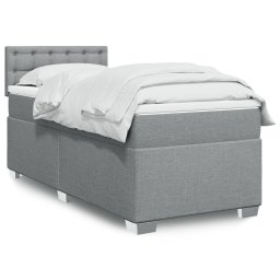 Pat box spring cu saltea, gri deschis, 100x200 cm, textil GartenMobel Dekor