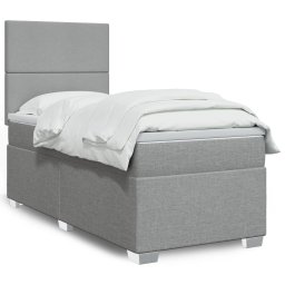Pat box spring cu saltea, gri deschis, 100x200 cm, textil GartenMobel Dekor