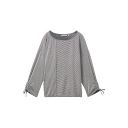 TOM TAILOR DENIM Tricou bleumarin / alb murdar