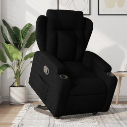 Fotoliu rabatabil cu ridicare pe verticala, negru, textil GartenMobel Dekor