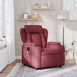 Fotoliu de masaj rabatabil, rosu vin, material textil GartenMobel Dekor