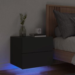 Noptiera montata pe perete cu lumini LED, negru GartenMobel Dekor