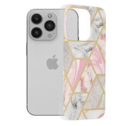 Husa pentru Apple iPhone 14 Pro, Marble Series, Techsuit, Pink Hex