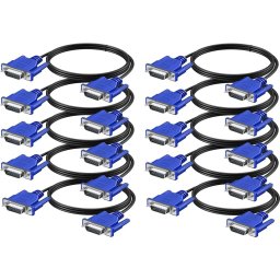 Set 10 bucati Cablu VGA 1,8m pentru monitor, dublu ecranat, bobine antiparaziti