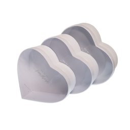 Cutii tip inima+capac transparent pentru flori set 3 buc