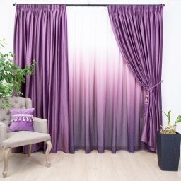 Set 3 piese Hiko, doua draperii Comfy, catifea mov si o perdea Degradee mov, cu rejansa