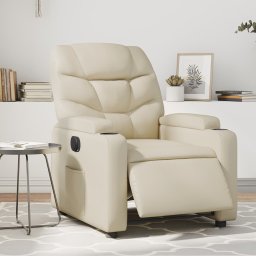 Fotoliu rabatabil electric, crem, piele ecologica GartenMobel Dekor