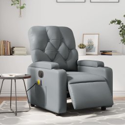 Fotoliu de masaj electric rabatabil, gri, piele ecologica GartenMobel Dekor
