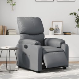 Fotoliu rabatabil electric, gri, piele ecologica GartenMobel Dekor