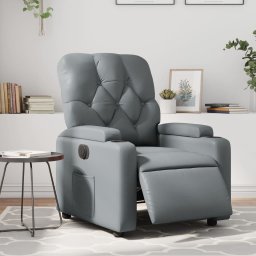 Fotoliu rabatabil electric, gri, piele ecologica GartenMobel Dekor