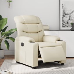 Fotoliu rabatabil electric, crem, piele ecologica GartenMobel Dekor