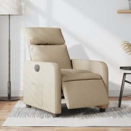 Fotoliu rabatabil electric, crem, material textil GartenMobel Dekor