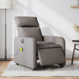 Fotoliu electric de masaj rabatabil, gri taupe, textil GartenMobel Dekor