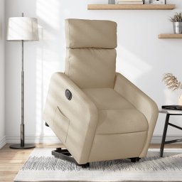 Fotoliu electric rabatabil cu ridicare, crem, textil GartenMobel Dekor
