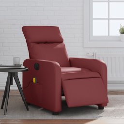 Fotoliu de masaj electric rabatabil, rosu vin, piele ecologica GartenMobel Dekor