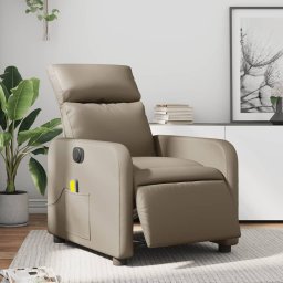 Fotoliu electric masaj rabatabil, cappuccino, piele ecologica GartenMobel Dekor