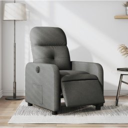 Fotoliu rabatabil electric, gri închis, material textil GartenMobel Dekor