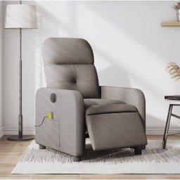 Fotoliu electric de masaj rabatabil, gri taupe, textil GartenMobel Dekor