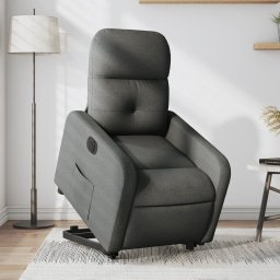 Fotoliu electric rabatabil cu ridicare, gri închis, textil GartenMobel Dekor