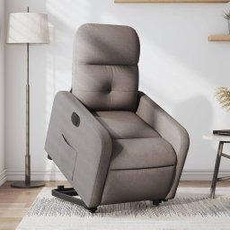Fotoliu electric rabatabil cu ridicare, gri taupe, textil GartenMobel Dekor