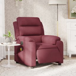 Fotoliu electric de masaj rabatabil, rosu vin, textil GartenMobel Dekor