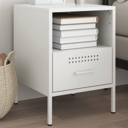 Noptiera, alb, 36x39x50,5 cm, otel laminat la rece GartenMobel Dekor