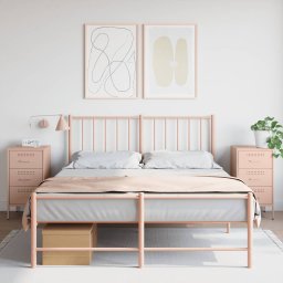 Noptiere, 2 buc., roz, 36x39x68 cm, otel laminat la rece GartenMobel Dekor