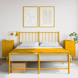 Noptiere 2 buc. galben mustar 36x39x68 cm otel laminat la rece GartenMobel Dekor